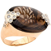 Объемное золотое кольцо с дымчатым кварцем, фото
