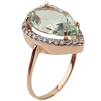 Золотое кольцо с зеленым кварцем, фото