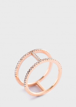Фаланговое кольцо из красного золота в бриллиантах, фото