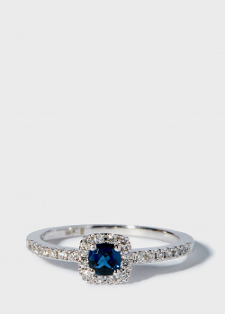 Золотое кольцо Zarina Кольори Кохання с бриллиантовой дорожкой и сапфиром, фото