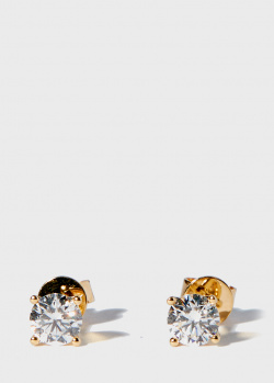 Золоті сережки з сапфіром і діамантами (1,01 ct)., фото