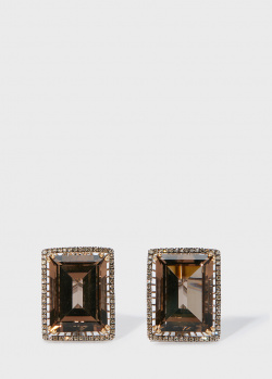 Золотые серьги Zarina by Roman Bayand с дымчатыми кварцами (22,81 ct), фото