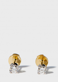 Золотые серьги-пусеты Zarina One Love с бриллиантом, фото