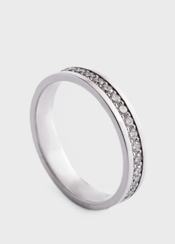 Кольцо с бриллиантовой дорожкой из белого золота, фото