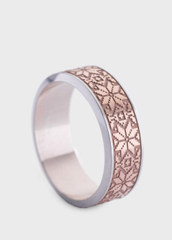 Золотое кольцо Вышиванка с орнаментом, фото