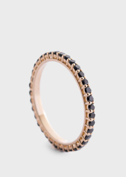 Золотое кольцо с дорожкой черных бриллиантов, фото