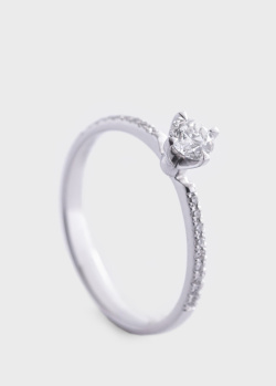 Кольцо с бриллиантами из белого золота, фото
