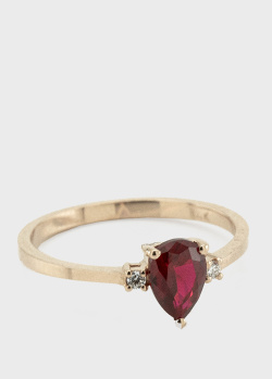 Золотое кольцо с рубином и бриллиантами, фото