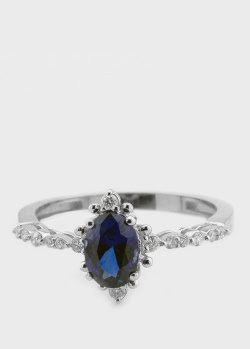 Кольцо с синим сапфиром и бриллиантами, фото
