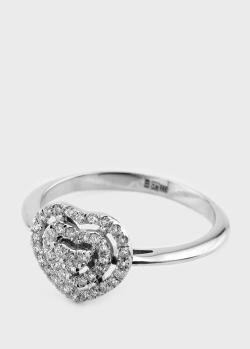 Золотое кольцо Сердце с бриллиантами, фото
