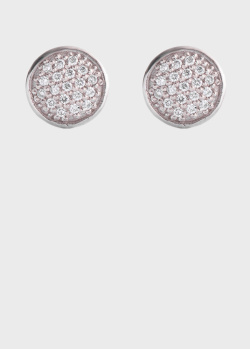 Круглые серьги-пусеты с бриллиантами, фото
