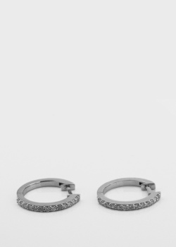 Золотые серьги-кольца с бриллиантами, фото