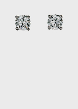 Сережки-пусети з білими діамантами, фото