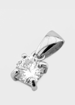 Кулон с бриллиантом из белого золота, фото