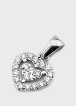 Кулон-сердце из белого золота в бриллиантах, фото