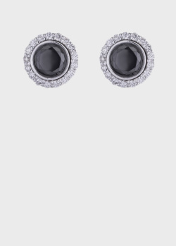Серьги-пусеты с черными бриллиантами, фото