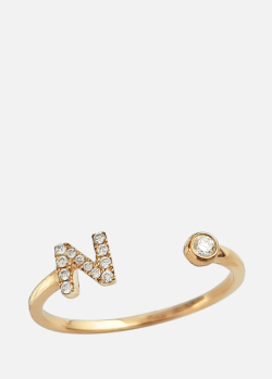Золотое кольцо Crivelli Light с буквой N в бриллиантах, фото