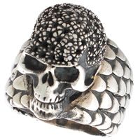 Срібний перстень ElfCraft з лусочками та черепом, фото