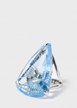 Срібний перстень Lalique Ice Light із блакитним кришталем, фото