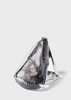 Крупное кольцо Lalique Ice Light с насечками на камне, фото