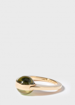 Позолоченное кольцо Lalique Oxygen с зеленым хрусталем, фото