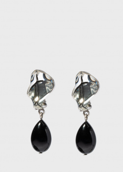 Срібні сережки Lalique Tourbillons з чорною емаллю, фото