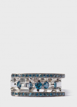 Широкое кольцо Roberto Bravo Salsa в голубых бриллиантах, фото