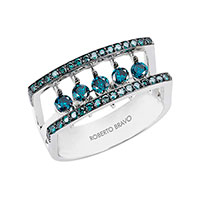 Кольцо Roberto Bravo Salsa с голубыми бриллиантами, фото