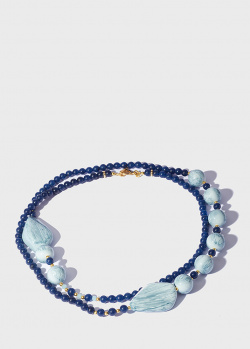 Ожерелье MasMas из бусин синего агата, фото