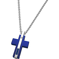 Хрест-підвіска Zancan із сталі із синім покриттям, фото