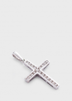 Крестик из белого золота с бриллиантами, фото