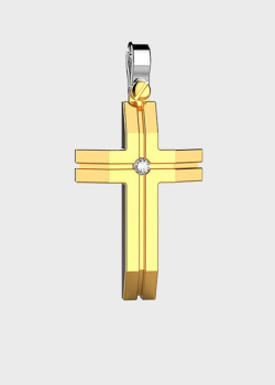 Крестик с бриллиантом Zancan Insignia из желтого золота, фото