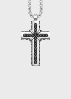 Ланцюжок з хрестиком Zancan Cosmopolitan з чорним камінням, фото