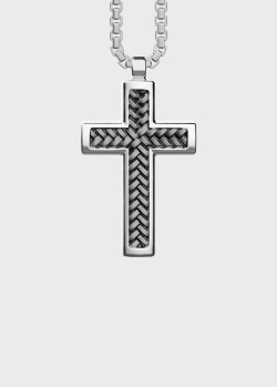 Ланцюжок з хрестиком Zancan Cosmopolitan зі срібла з родуванням, фото