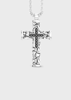 Серебряная цепочка Zancan Cosmopolitan с рельефным крестиком, фото