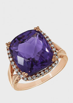 Перстень з аметистом 10ct і діамантами, фото