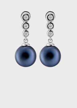 Серьги-подвески Lurie Jewelry с синим жемчугом, фото