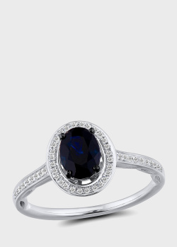 Золотой перстень Lurie Jewelry с синим сапфиром, фото