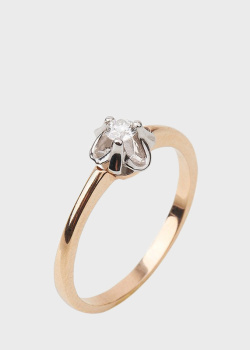 Помолвочное кольцо из красного золота с бриллиантом, фото