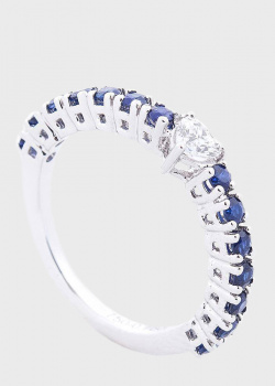 Перстень з сапфірами і діамантами у формі серця., фото