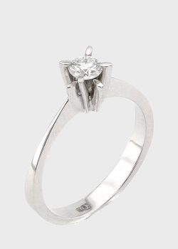 Помолвочное кольцо из белого золота с бриллиантом, фото
