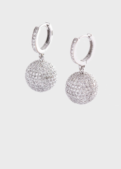 Сережки-кульки з білого золота з діамантами 2.72ct, фото