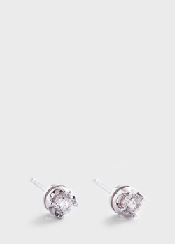 Сережки з діамантами 0.6ct з білого золота, фото