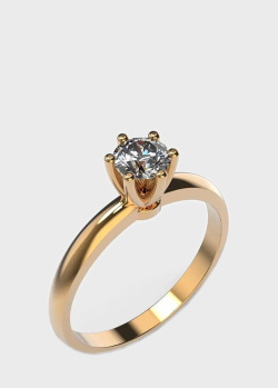 Кольцо из красного золота с бриллиантом, фото