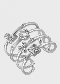 Широкий перстень з білими діамантами., фото