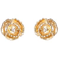 Золотые серьги-гвоздики Roberto Bravo в форме цветов с бриллиантами, фото