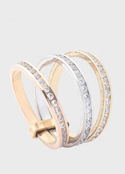 Тройное кольцо из золота трех цветов, фото
