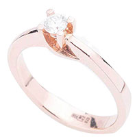 Золотое кольцо с белым бриллиантом, фото