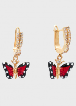 Сережки Roberto Bravo Monarch Butterfly з метеликами та діамантами, фото