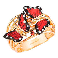 Кольцо Roberto Bravo Monarch Butterfly с красными бабочками , фото